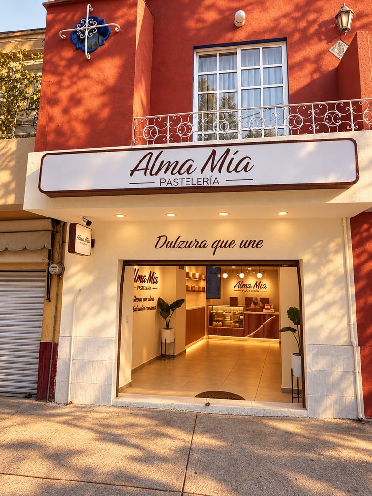 Fachada de Alma Mía Pastelería en Miguel Ángel de Quevedo 738, Coyoacán, sur de CDMX